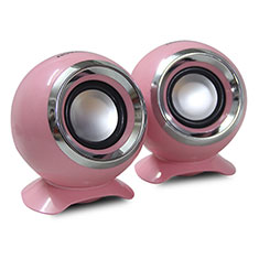 Mini Speaker Wired Portable Stereo Super Bass Loudspeaker for Oppo Reno7 Pro 5G Pink