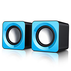 Mini Speaker Wired Portable Stereo Super Bass Loudspeaker W04 for Oppo A56S 5G Blue