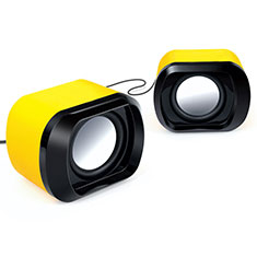 Mini Speaker Wired Portable Stereo Super Bass Loudspeaker for Oppo F19 Pro Yellow