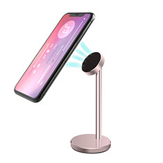 Mount Magnetic Smartphone Stand Cell Phone Holder for Desk Universal B05 for Oppo Reno9 5G Rose Gold