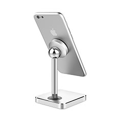 Mount Magnetic Smartphone Stand Cell Phone Holder for Desk Universal for Oppo Reno6 Z 5G Silver