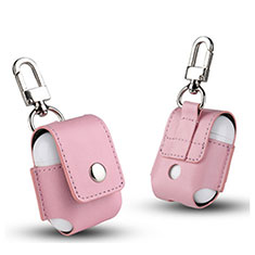 Protective Leather Case Skin for Apple Airpods Charging Box with Keychain A01 Pink