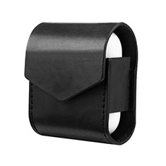 Protective Leather Case Skin for Apple Airpods Charging Box with Keychain A02 Black