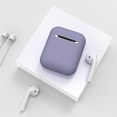 Protective Silicone Case Skin for Apple Airpods Charging Box with Keychain C01 Purple
