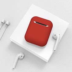 Protective Silicone Case Skin for Apple Airpods Charging Box with Keychain C01 Red