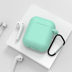 Protective Silicone Case Skin for Apple Airpods Charging Box with Keychain C02 Green