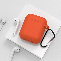 Protective Silicone Case Skin for Apple Airpods Charging Box with Keychain C02 Orange