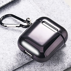 Protective Silicone Case Skin for Apple Airpods Charging Box with Keychain C03 Black