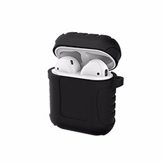 Protective Silicone Case Skin for Apple Airpods Charging Box with Keychain C06 Black