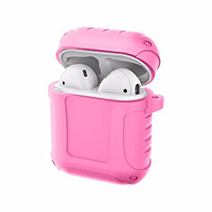Protective Silicone Case Skin for Apple Airpods Charging Box with Keychain C06 Pink