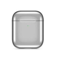 Protective Silicone Case Skin for Apple Airpods Charging Box with Keychain C07 Silver