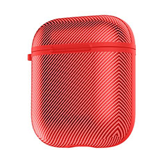 Protective Silicone Case Skin for Apple Airpods Charging Box with Keychain C09 Red