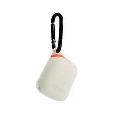 Protective Silicone Case Skin for Apple Airpods Charging Box with Keychain Fluorescence A01 White