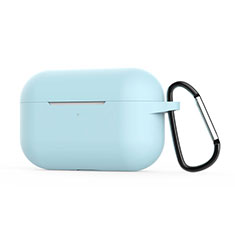 Protective Silicone Case Skin for Apple AirPods Pro Charging Box with Keychain C02 Cyan