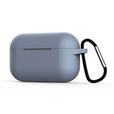 Protective Silicone Case Skin for Apple AirPods Pro Charging Box with Keychain C02 Lavender Gray