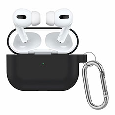 Protective Silicone Case Skin for OnePlus AirPods Pro Charging Box with Keychain Black