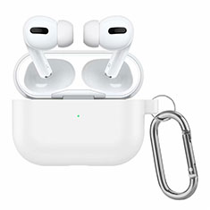 Protective Silicone Case Skin for OnePlus AirPods Pro Charging Box with Keychain White