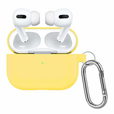 Protective Silicone Case Skin for OnePlus AirPods Pro Charging Box with Keychain Yellow