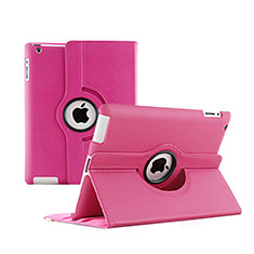 Rotating Stands Flip Leather Case for Apple iPad 2 Hot Pink