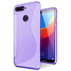 S-Line Transparent Gel Soft Case Cover for Huawei Y6 (2018) Purple