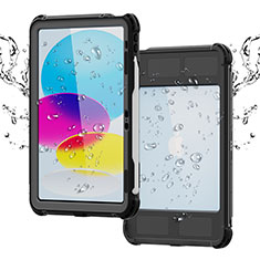 Silicone and Plastic Waterproof Cover Case 360 Degrees Underwater Shell for Apple iPad 10.9 (2022) Black