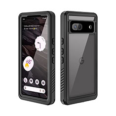 Silicone and Plastic Waterproof Cover Case 360 Degrees Underwater Shell for Google Pixel 7a 5G Black