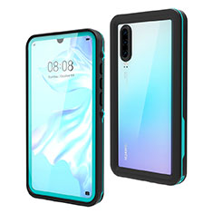 Silicone and Plastic Waterproof Cover Case 360 Degrees Underwater Shell for Huawei P30 Cyan