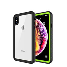Silicone and Plastic Waterproof Cover Case 360 Degrees Underwater Shell W01 for Apple iPhone Xs Green