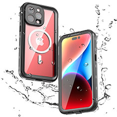 Silicone and Plastic Waterproof Cover Case 360 Degrees Underwater Shell with Mag-Safe Magnetic for Apple iPhone 13 Pro Black