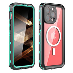Silicone and Plastic Waterproof Cover Case 360 Degrees Underwater Shell with Mag-Safe Magnetic HJ1 for Apple iPhone 14 Pro Max Green