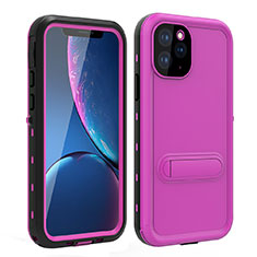 Silicone and Plastic Waterproof Cover Case 360 Degrees Underwater Shell with Stand for Apple iPhone 11 Pro Max Hot Pink
