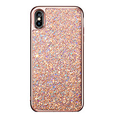 Silicone Candy Rubber Bling Bling Pattern Soft Case for Apple iPhone X Rose Gold