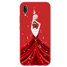 Silicone Candy Rubber Dress Party Girl Soft Case Cover S01 for Huawei Nova 3e Red