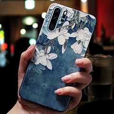 Silicone Candy Rubber Flowers Soft Case for Huawei P30 Pro Blue