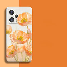 Silicone Candy Rubber Flowers Soft Case for Xiaomi Poco F5 5G Orange