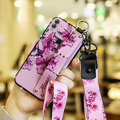 Silicone Candy Rubber Flowers Soft Case S01 for Huawei Honor V10 Lite Pink
