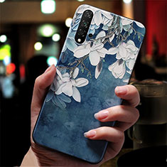 Silicone Candy Rubber Flowers Soft Case S01 for Huawei Nova 5T Blue