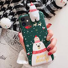 Silicone Candy Rubber Gel Christmas Pattern Soft Case Cover C02 for Apple iPhone 11 Green