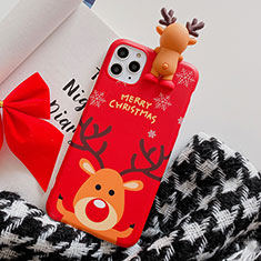 Silicone Candy Rubber Gel Christmas Pattern Soft Case Cover C02 for Apple iPhone 11 Pro Max Red