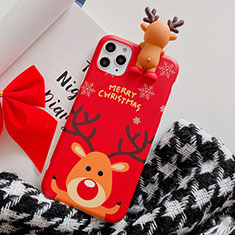 Silicone Candy Rubber Gel Christmas Pattern Soft Case Cover C02 for Apple iPhone 11 Pro Red