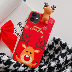 Silicone Candy Rubber Gel Christmas Pattern Soft Case Cover C02 for Apple iPhone 11 Red