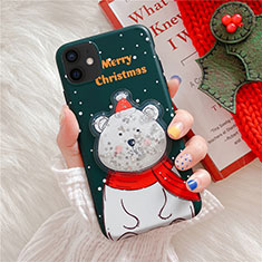 Silicone Candy Rubber Gel Christmas Pattern Soft Case Cover for Apple iPhone 12 Mini Green