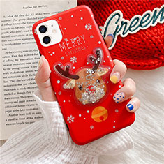 Silicone Candy Rubber Gel Christmas Pattern Soft Case Cover for Apple iPhone 12 Mini Red