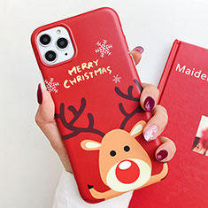 Silicone Candy Rubber Gel Christmas Pattern Soft Case Cover S01 for Apple iPhone 11 Pro Red