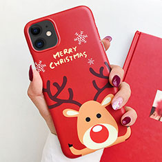 Silicone Candy Rubber Gel Christmas Pattern Soft Case Cover S01 for Apple iPhone 11 Red