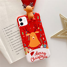 Silicone Candy Rubber Gel Christmas Pattern Soft Case Cover S01 for Apple iPhone 12 Mini Red