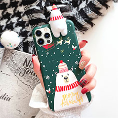 Silicone Candy Rubber Gel Christmas Pattern Soft Case Cover S02 for Apple iPhone 12 Pro Green