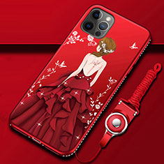 Silicone Candy Rubber Gel Dress Party Girl Soft Case Cover for Apple iPhone 12 Pro Max Red