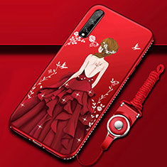 Silicone Candy Rubber Gel Dress Party Girl Soft Case Cover for Huawei Enjoy 10S Red