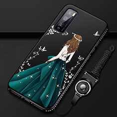Silicone Candy Rubber Gel Dress Party Girl Soft Case Cover for Huawei Enjoy 20 Pro 5G Green